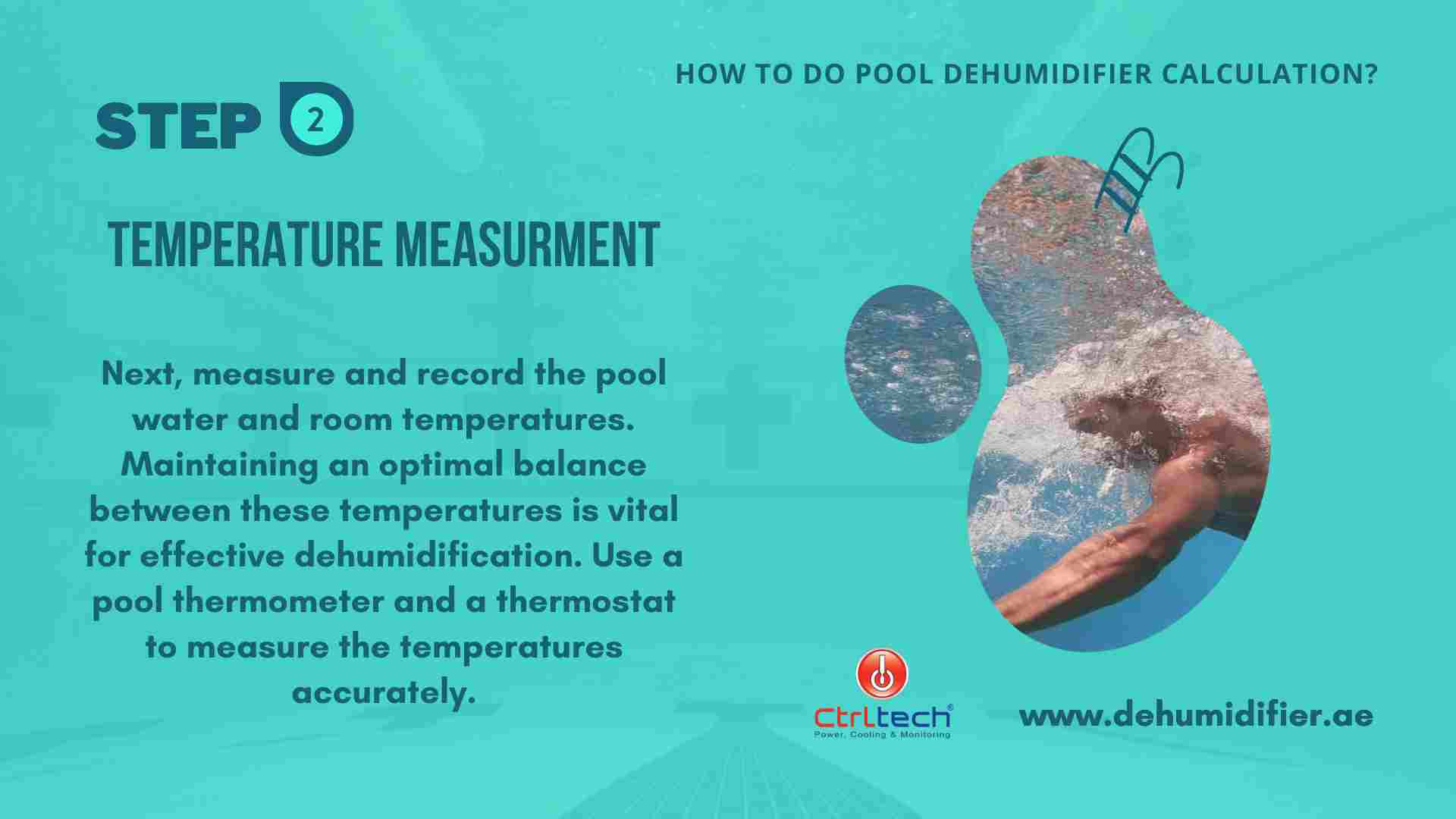 Step 2 Temperatures reading to use in pool dehumidifier calculator
